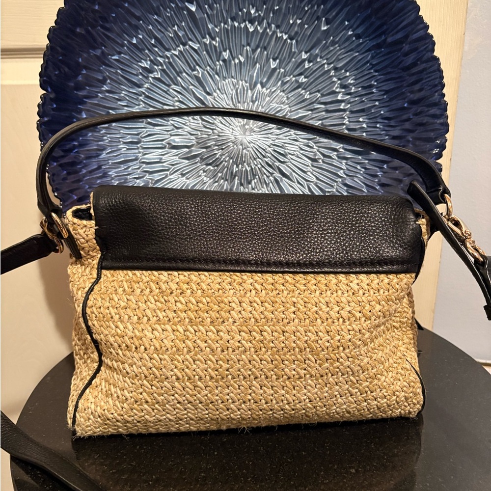 kate spade Black Leather & Straw Shoulder/Crossbody Bag - Picture 2 of 8